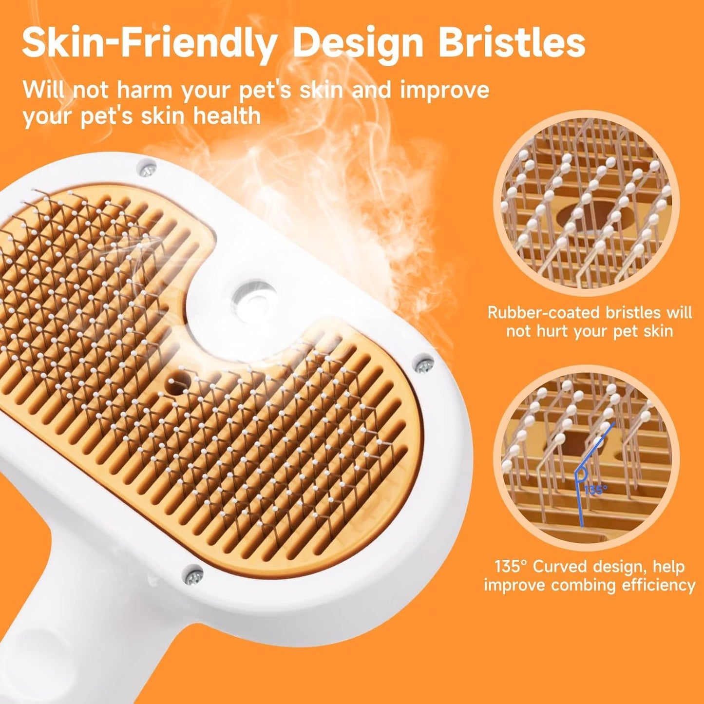 3-in-1 Pet Steam Brush – Waterless Shampoo Spray, Hair Removal Comb & Ear Cleaning Towel for Dogs & Cats