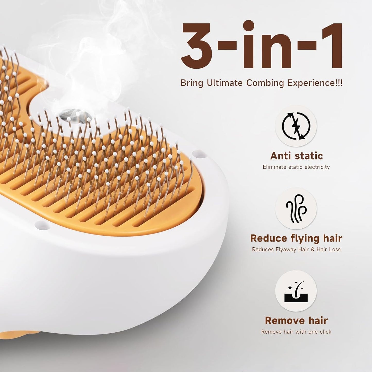 3-in-1 Pet Steam Brush – Waterless Shampoo Spray, Hair Removal Comb & Ear Cleaning Towel for Dogs & Cats