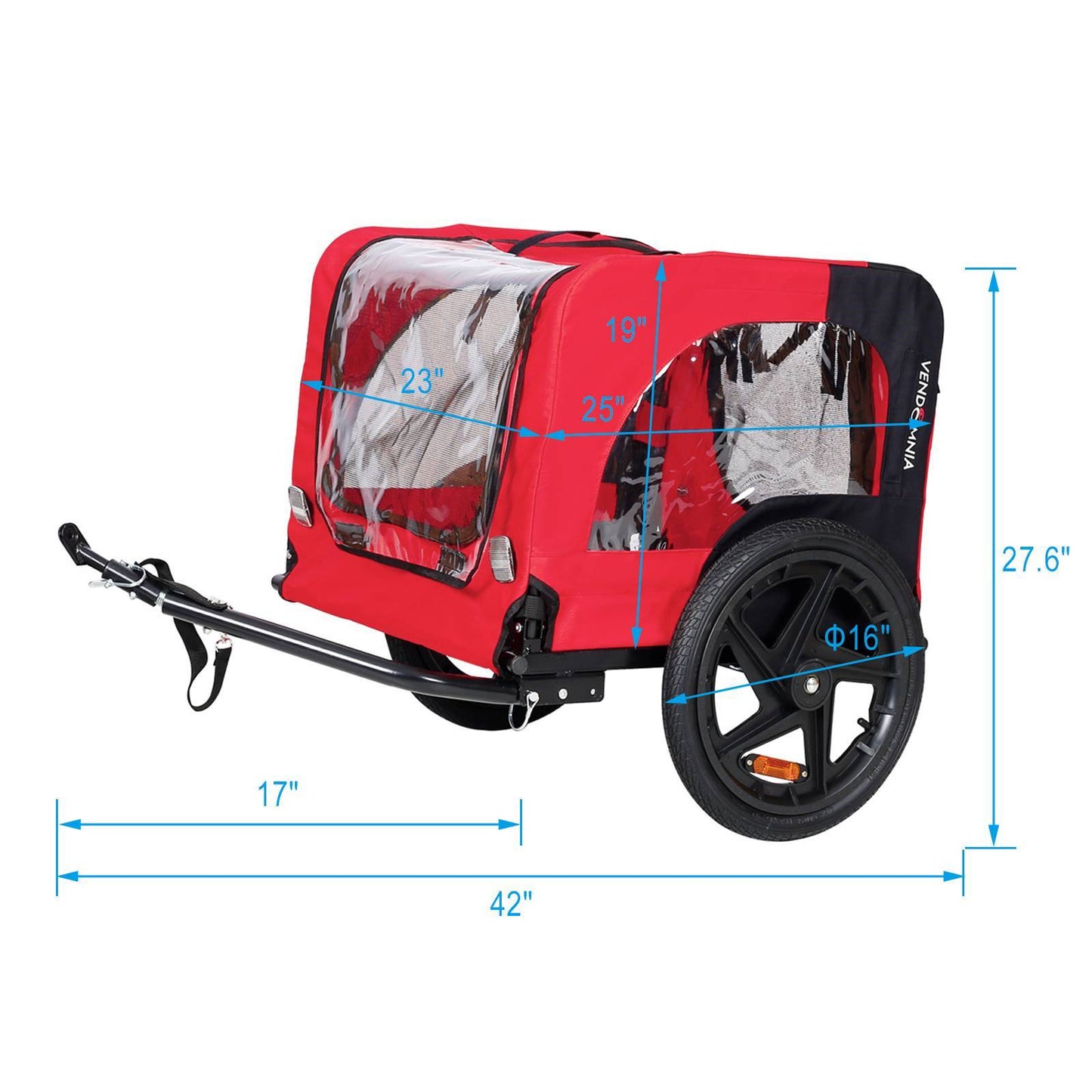 Foldable Outdoor Dog Bike Trailer – Pet Bicycle Carrier with Reflectors for Safety, Lightweight & Easy to Store