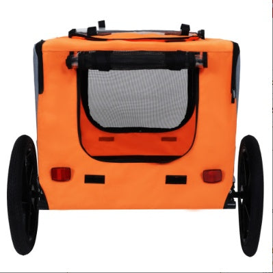 Heavy-Duty Foldable Pet Bike Trailer – Outdoor Dog Cargo Carrier Cart with 16-Inch All-Terrain Wheels & Universal Bicycle Hitch