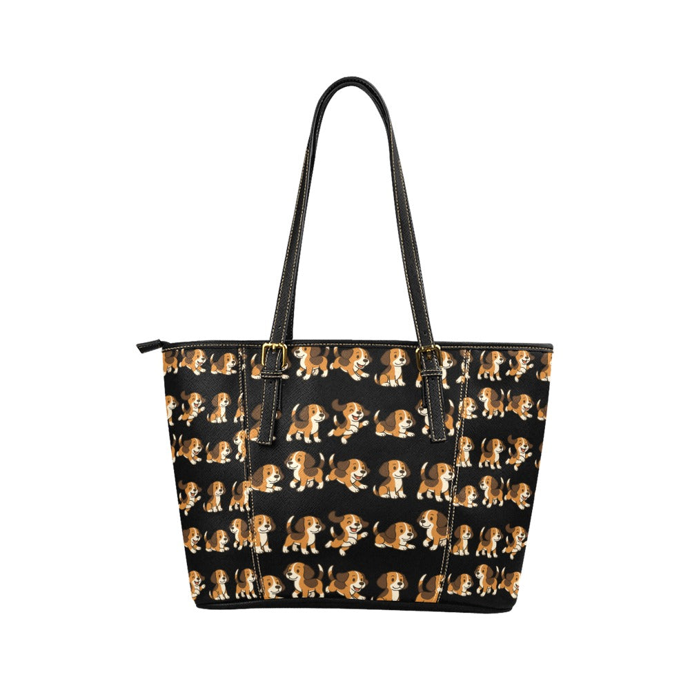 BeagleSmallLeatherTote1 Leather Tote Bag/Small (Model 1640)