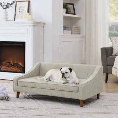 Durable Elevated Dog Sofa Bed – Modern Pet Couch with Irregular Armrest Design & Soft Cushion for Comfortable Rest