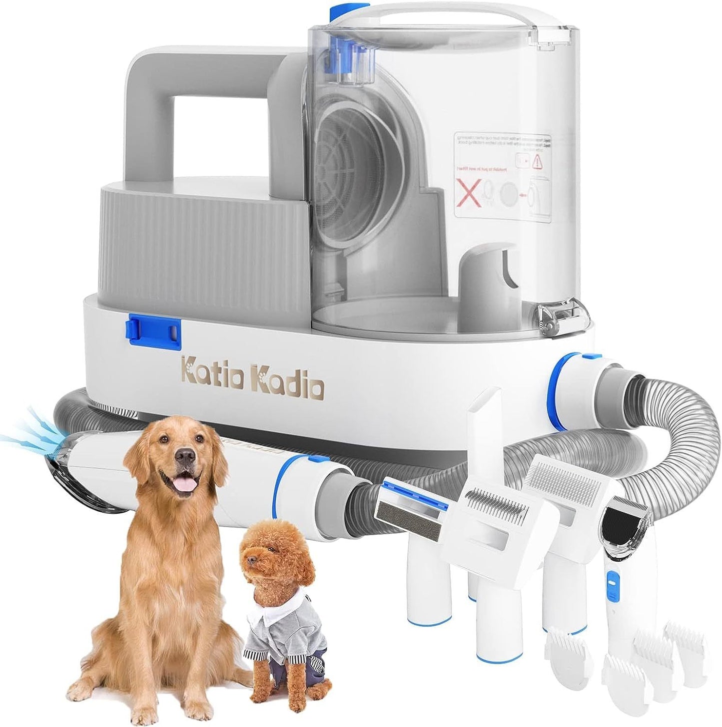 5-in-1 Pet Grooming Kit with Vacuum Suction – Low-Noise Dog Hair Remover & Shedding Tool for Small & Medium Pets, Ideal for At-Home Use