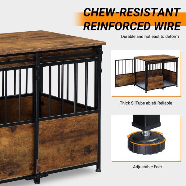 Rustic Furniture-Style Dog Crate – Multi-Functional Pet Kennel & Bedside Table with Storage for Small to Medium Dogs