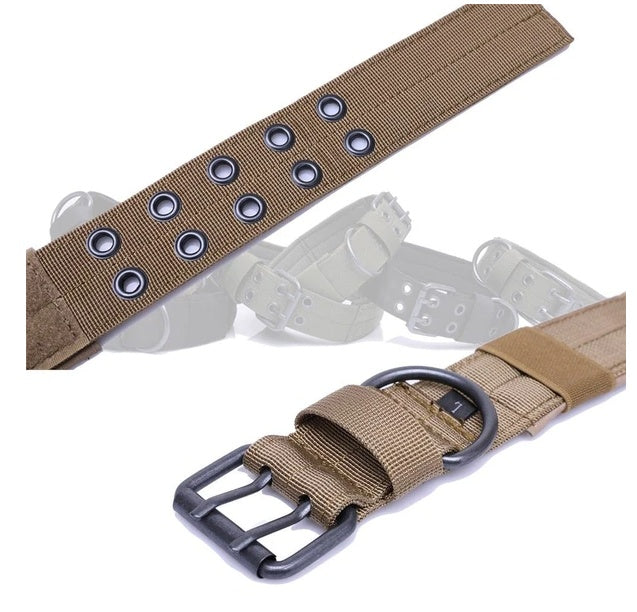 Heavy-Duty Tactical Dog Collar – Wide Nylon Military-Grade K9 Collar with Metal Buckle for Large Dogs