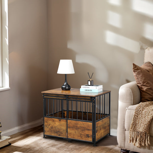 Rustic Furniture-Style Dog Crate – Multi-Functional Pet Kennel & Bedside Table with Storage for Small to Medium Dogs