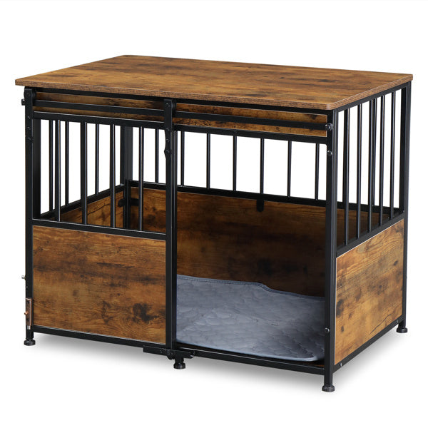 Rustic Furniture-Style Dog Crate – Multi-Functional Pet Kennel & Bedside Table with Storage for Small to Medium Dogs