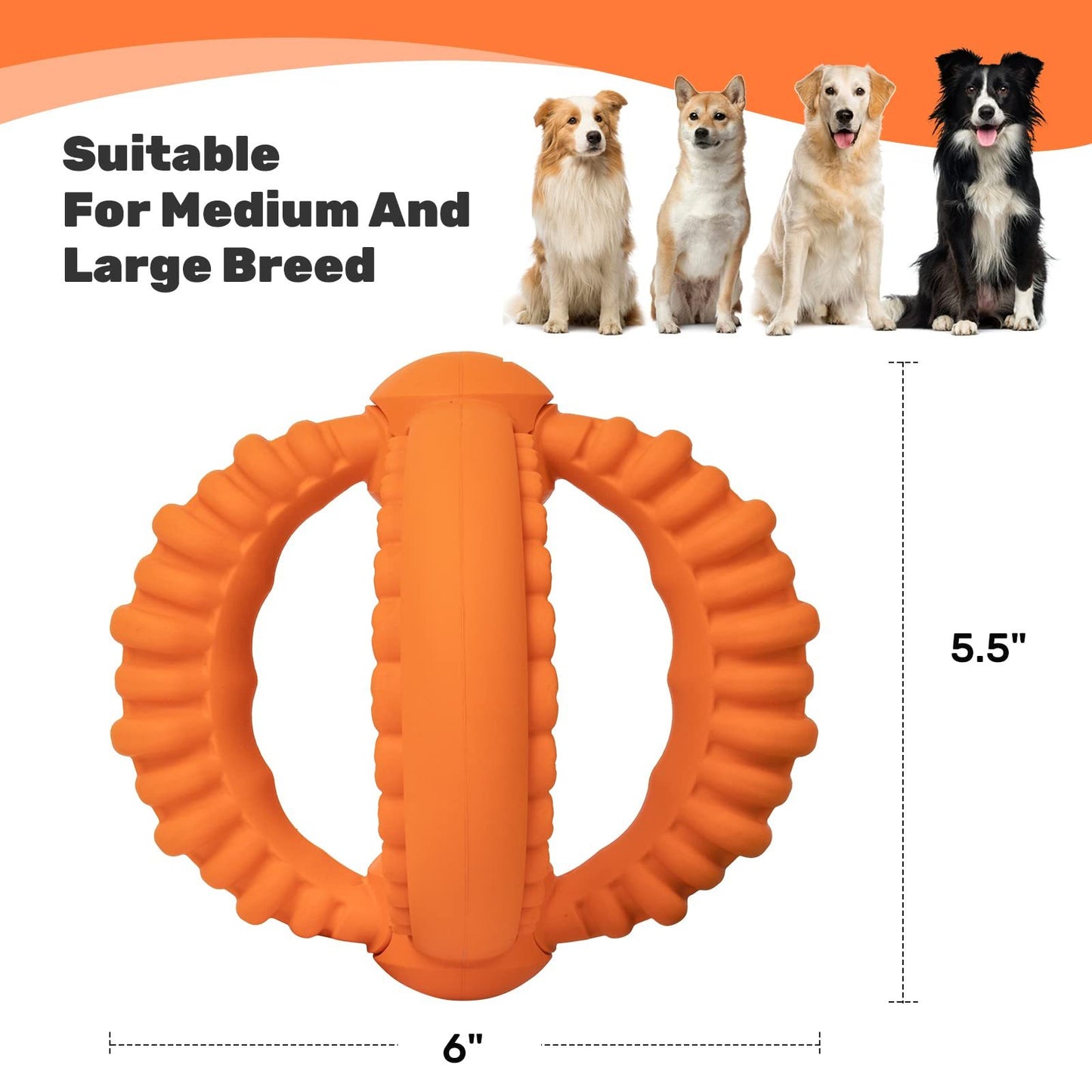 Durable Rubber Dog Chew Toy – Hydrangea-Shape Tug Toy for Aggressive Chewers, Interactive & Teeth-Cleaning Design in Orange