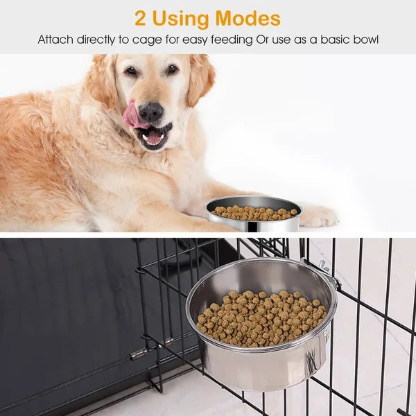 Detachable Pet Cage Bowl with Clamp – Secure Food & Water Feeder for Crates, Kennels, and Small Animal Cages