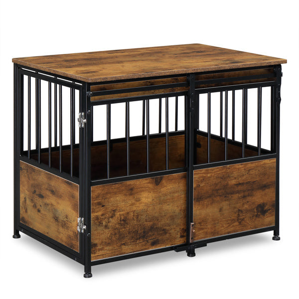 Rustic Furniture-Style Dog Crate – Multi-Functional Pet Kennel & Bedside Table with Storage for Small to Medium Dogs