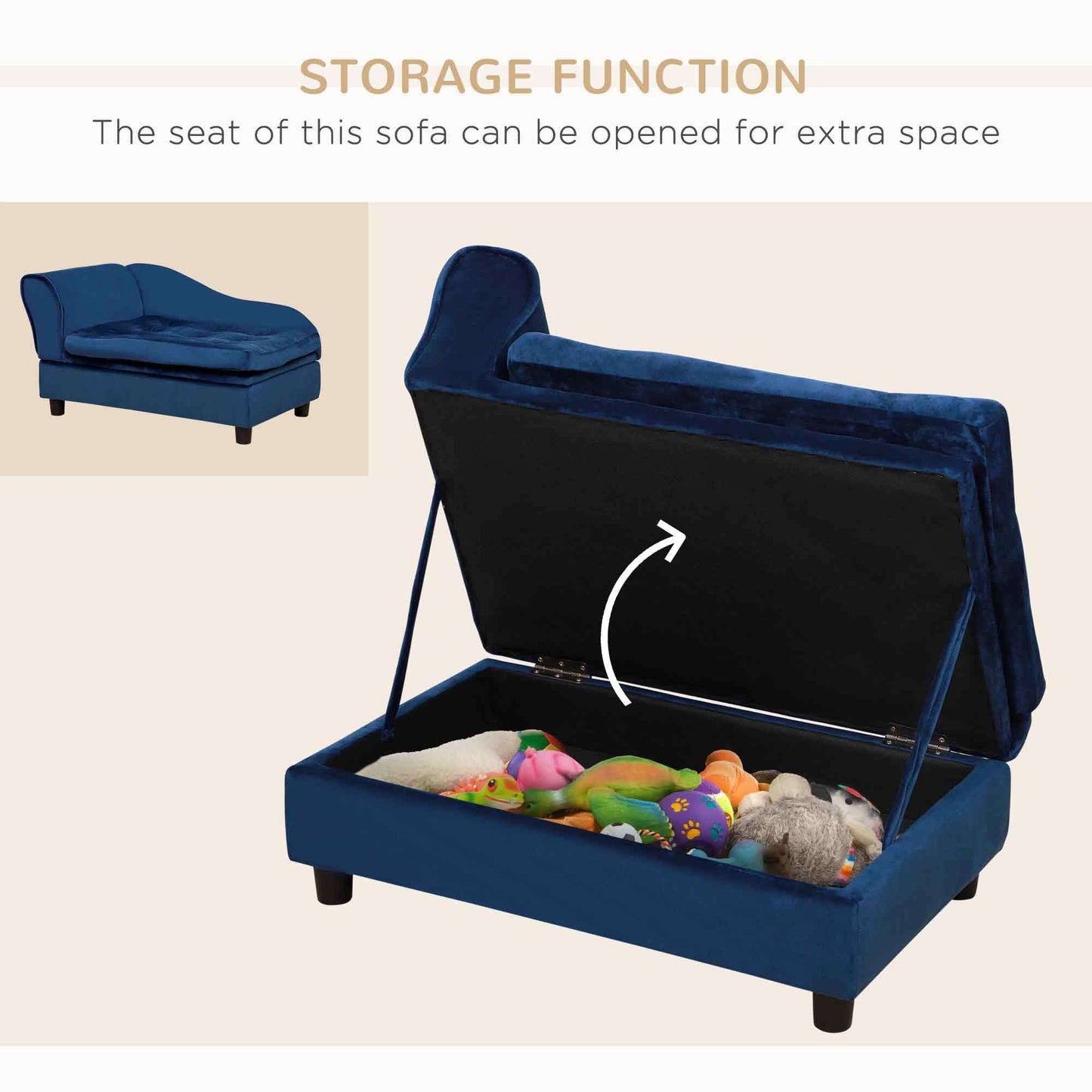 Luxury Small Dog Bed with Hidden Storage – Stylish Pet Sofa with Built-In Compartment for Toys, Treats & Accessories