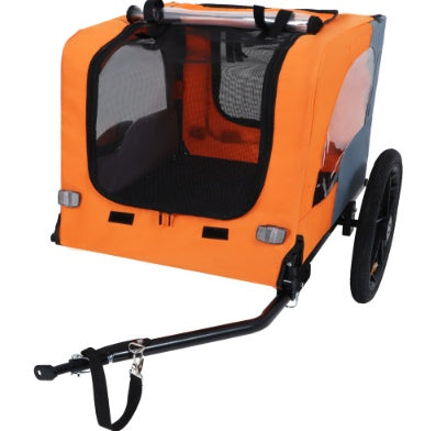 Heavy-Duty Foldable Pet Bike Trailer – Outdoor Dog Cargo Carrier Cart with 16-Inch All-Terrain Wheels & Universal Bicycle Hitch