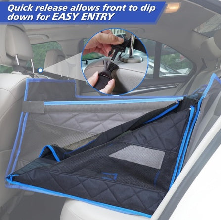 Large Dog Car Seat Cover with Harness – Waterproof Hammock-Style Protector with Breathable Mesh for Back Seat Travel