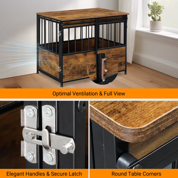 Rustic Furniture-Style Dog Crate – Multi-Functional Pet Kennel & Bedside Table with Storage for Small to Medium Dogs