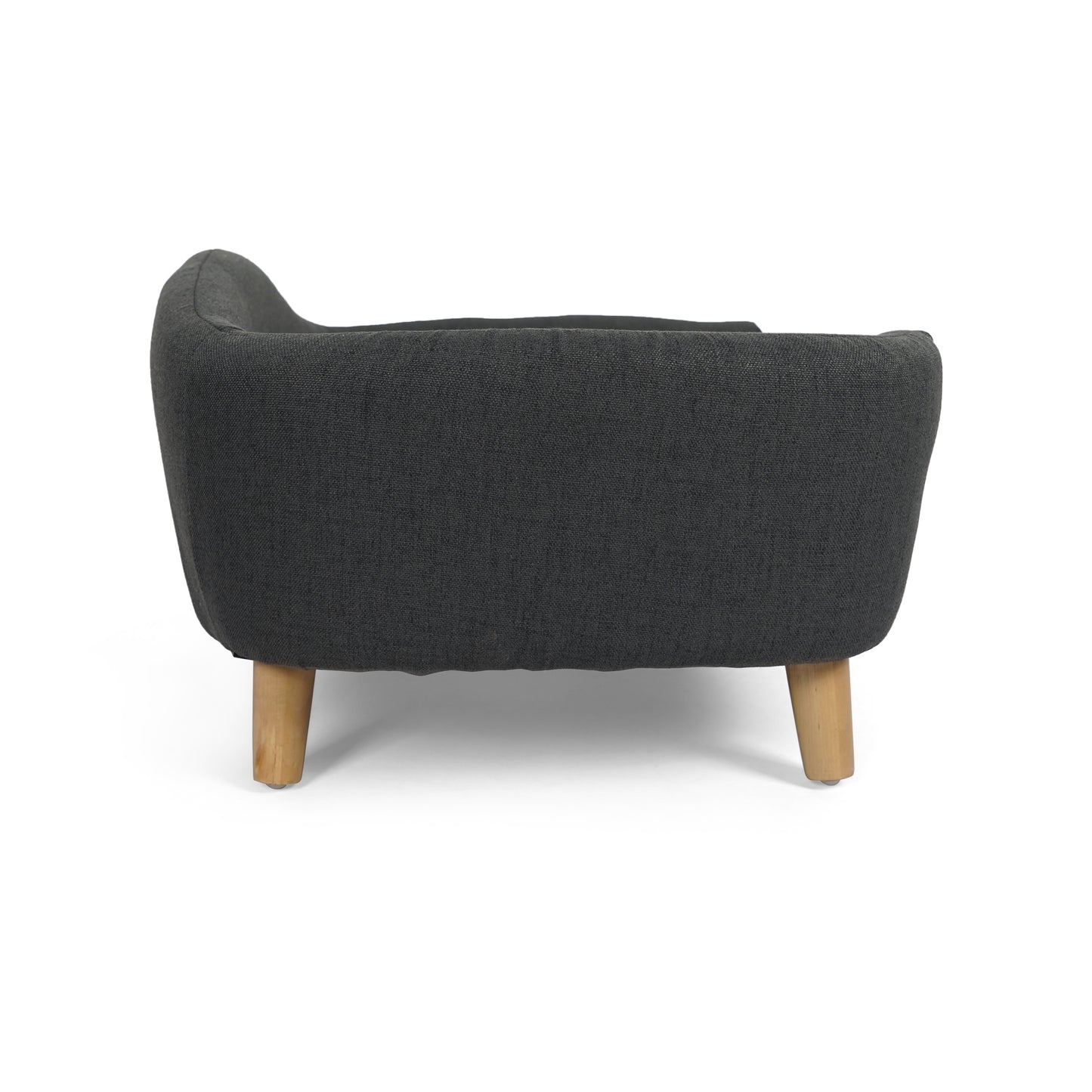 Mid-Century Modern Dog Bed – Tufted Cushion Pet Sofa with Birch Wood Legs for Small Dogs, Dark Gray (30.25” x 21.75” x 14”)