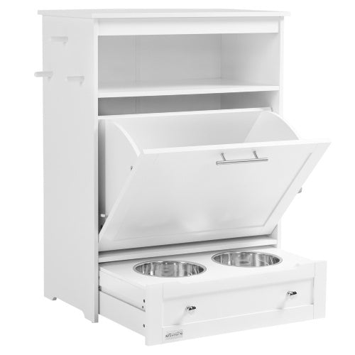 Pet Feeder Station with Storage Lockers – All-in-One Food & Water Dispenser with Organizer for Dogs & Cats