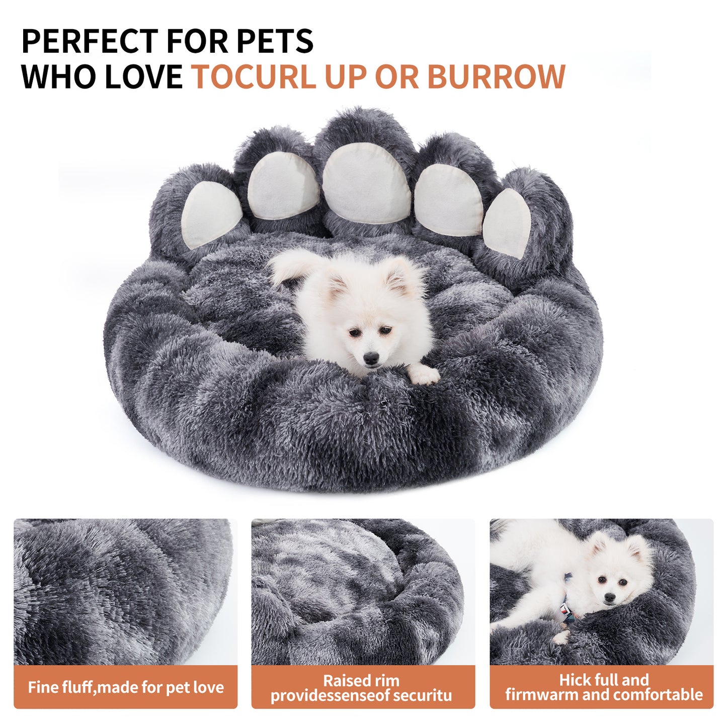Bear Paw Shaped Dog & Cat Bed – Cozy Plush Pet Sofa for Small & Medium Pets, Cute Indoor Bed for Dogs & Cats