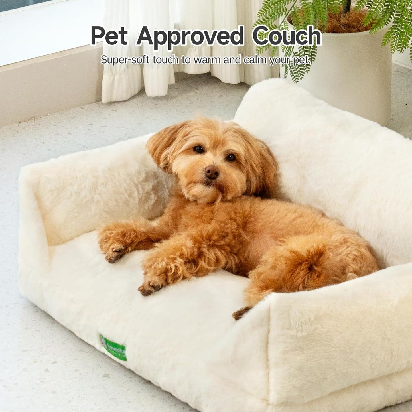 MEWOOFUN Cat Sofa Bed – Washable Pet Bed with Removable Cover & Non-Slip Bottom for Indoor Cats & Small Dogs (White, Medium)