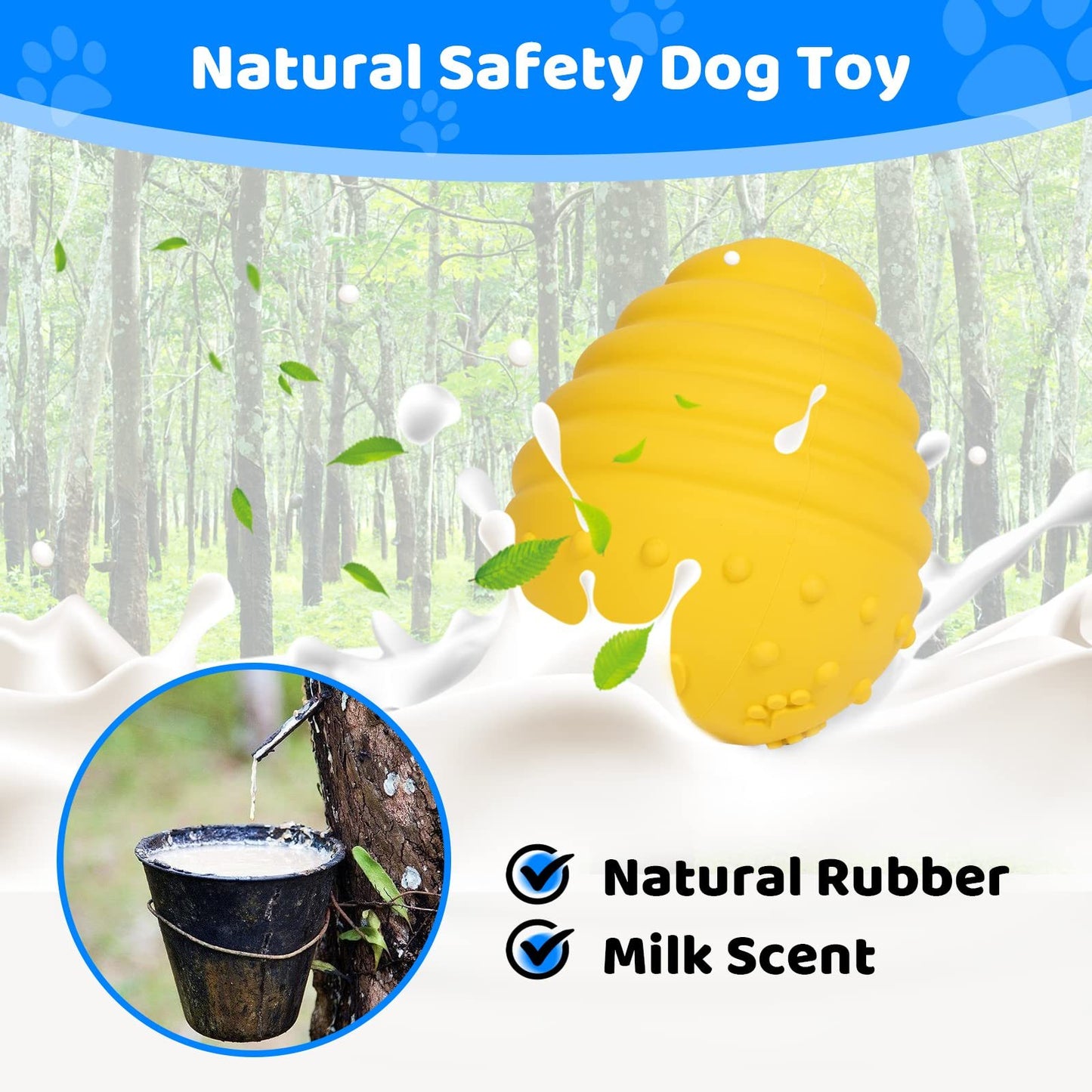 Interactive Egg-Shaped Dog Treat Toy – Yellow Rubber Chew Toy for Teething Puppies & Dogs, Dispenses Food & Cleans Teeth