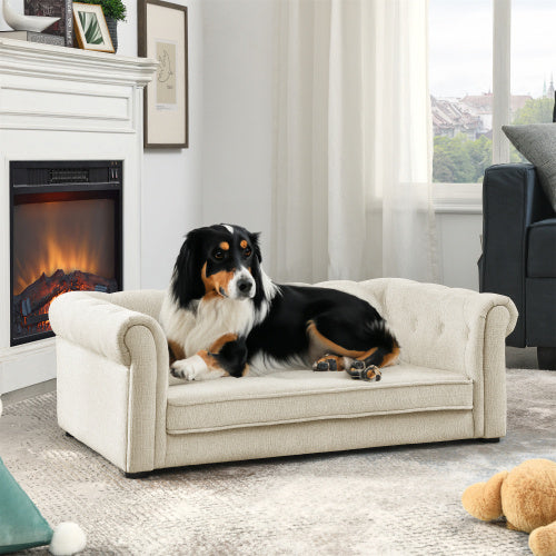 Elegant Rectangular Pet Bed – Plush Couch for Medium & Large Dogs, Washable Cover with Supportive Cushion for Indoor Comfort