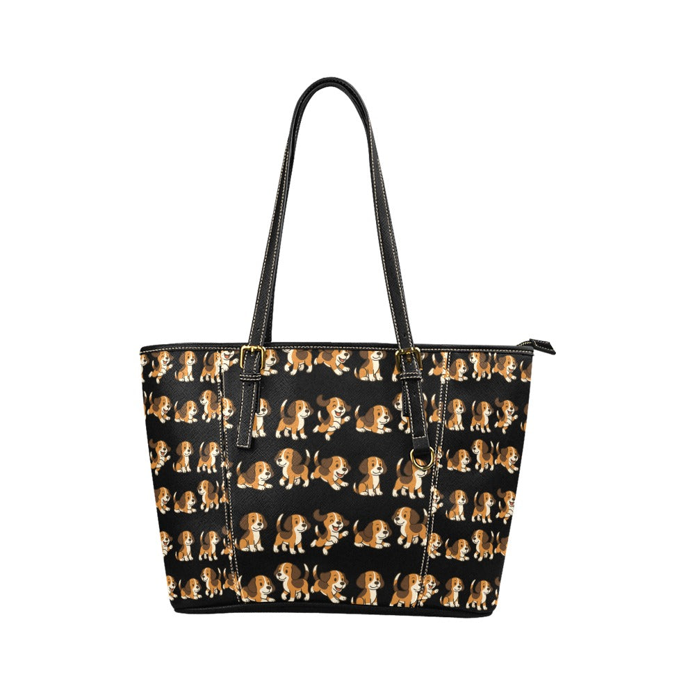 BeagleSmallLeatherTote1 Leather Tote Bag/Small (Model 1640)