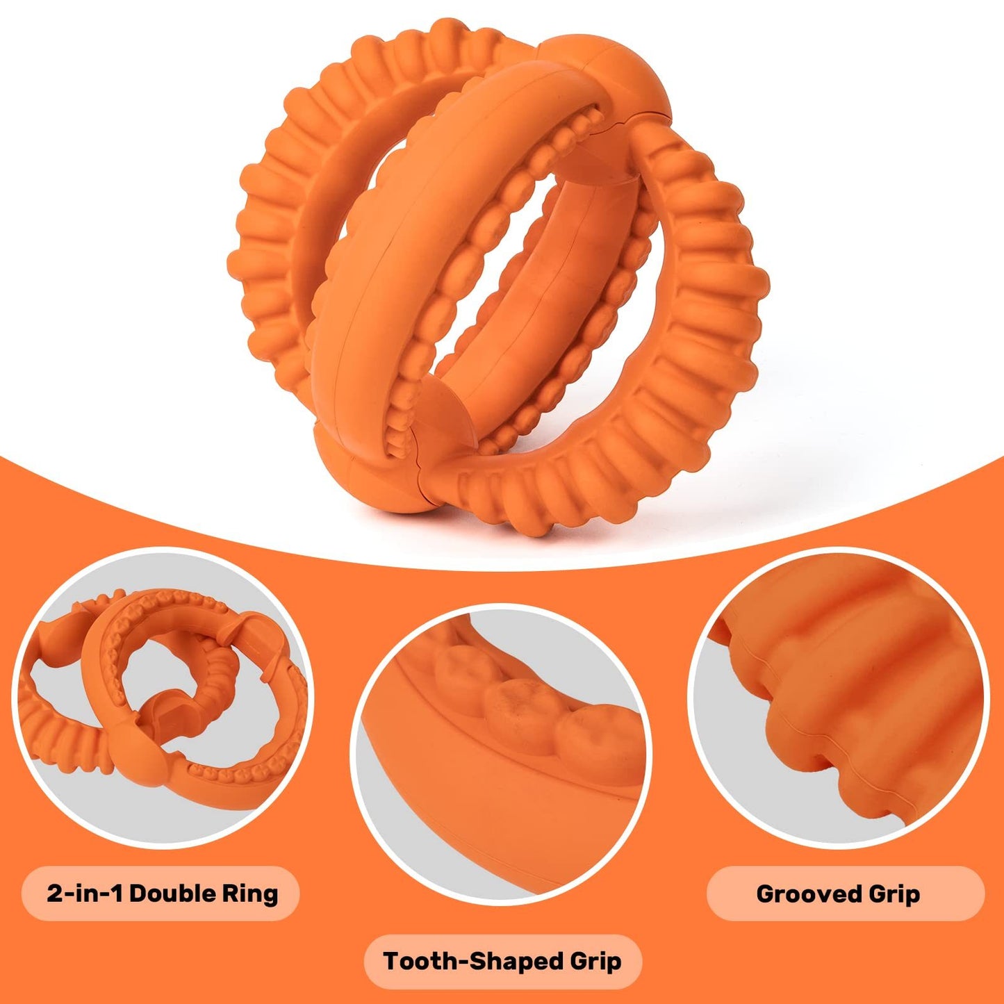 Durable Rubber Dog Chew Toy – Hydrangea-Shape Tug Toy for Aggressive Chewers, Interactive & Teeth-Cleaning Design in Orange