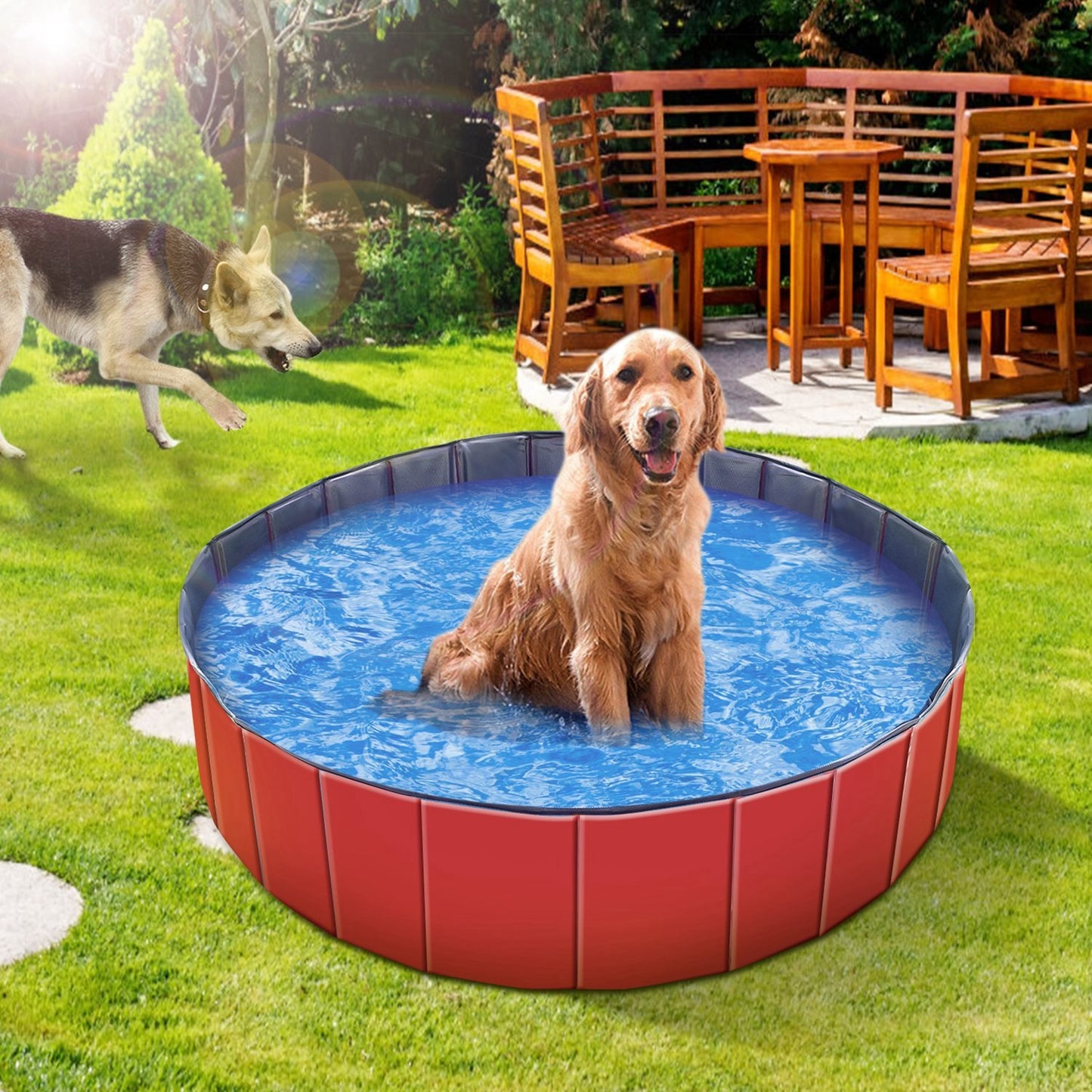 Foldable Pet Swimming Pool – 63” x 63” x 11.8” PVC Dog Bathing Tub & Splash Playmat for Summer Outdoor Fun (1Pc)