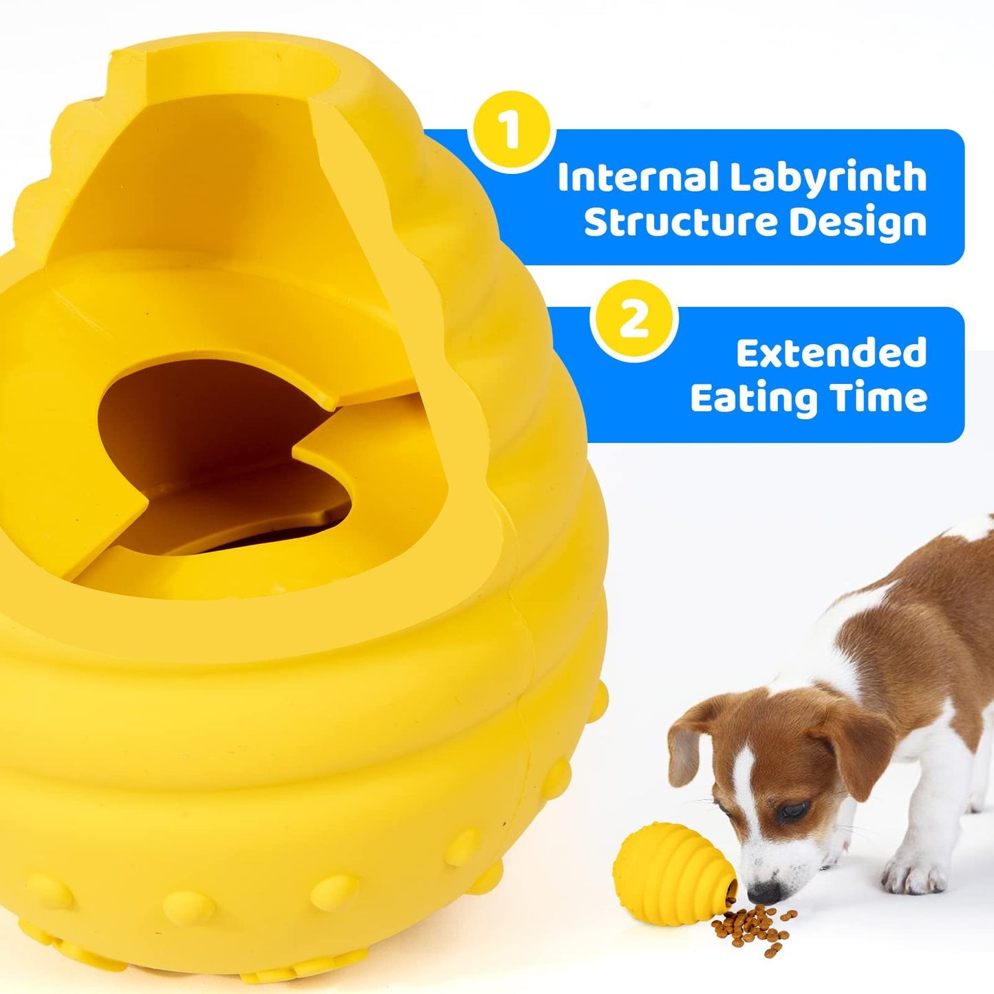 Interactive Egg-Shaped Dog Treat Toy – Yellow Rubber Chew Toy for Teething Puppies & Dogs, Dispenses Food & Cleans Teeth