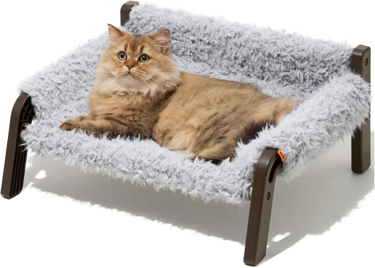 MEWOOFUN Elevated Pet Bed – Raised Plush Couch for Cats & Small Dogs, Washable Cover & Non-Slip Base, Supports 44 lbs (Indoor/Outdoor, Grey)