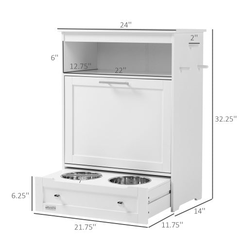 Pet Feeder Station with Storage Lockers – All-in-One Food & Water Dispenser with Organizer for Dogs & Cats