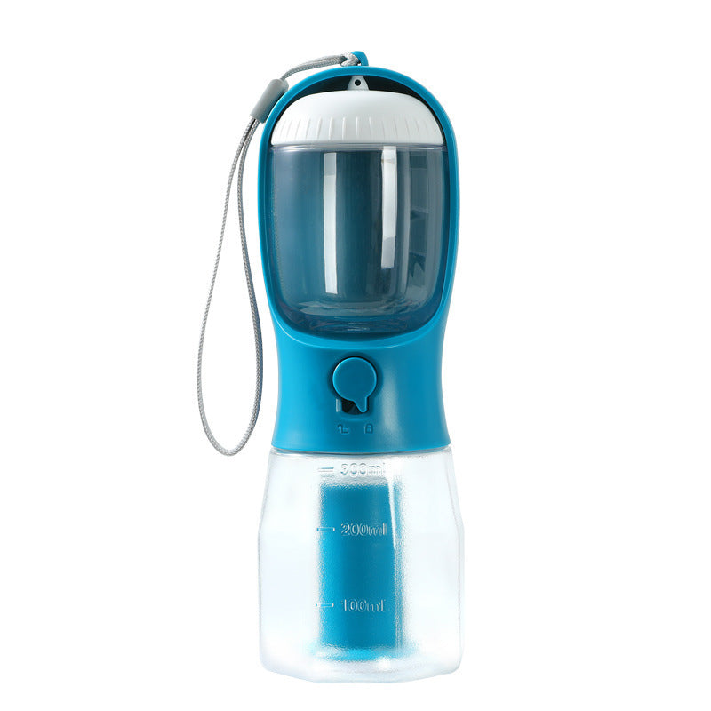 3-in-1 Portable Dog Water Bottle – Pet Travel Cup with Food Container & Waste Bag Dispenser for Small Dogs & Outdoor Walks