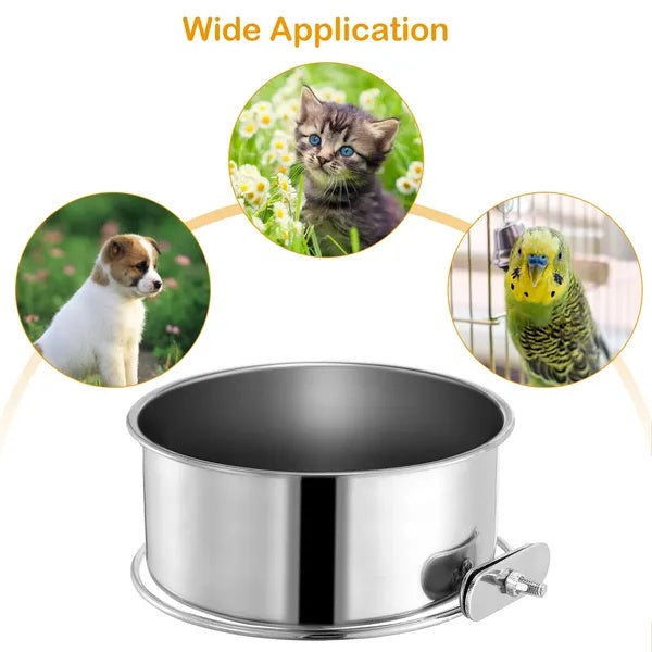 Detachable Pet Cage Bowl with Clamp – Secure Food & Water Feeder for Crates, Kennels, and Small Animal Cages
