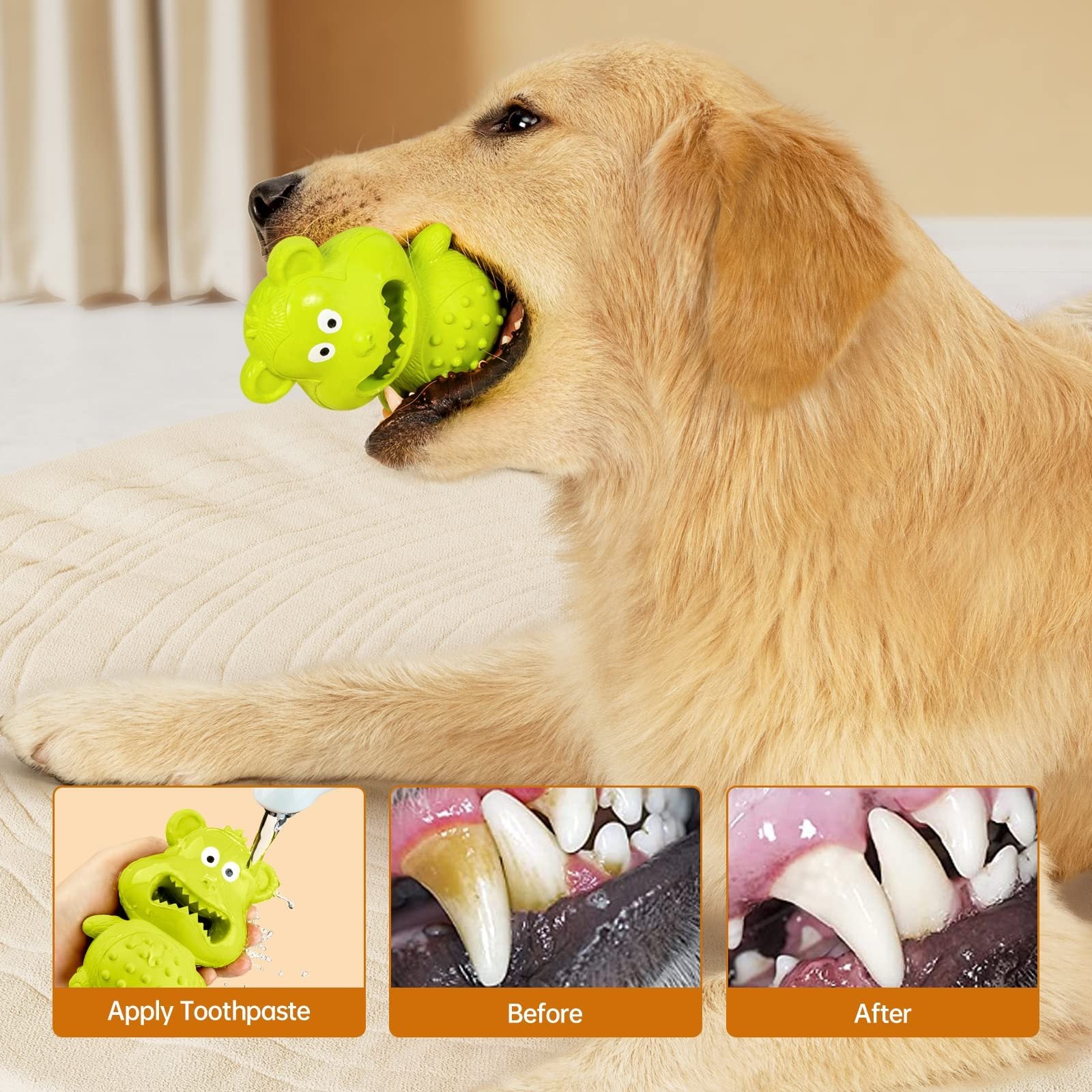 Dog Teething Toy Green, Orange 2-Pack