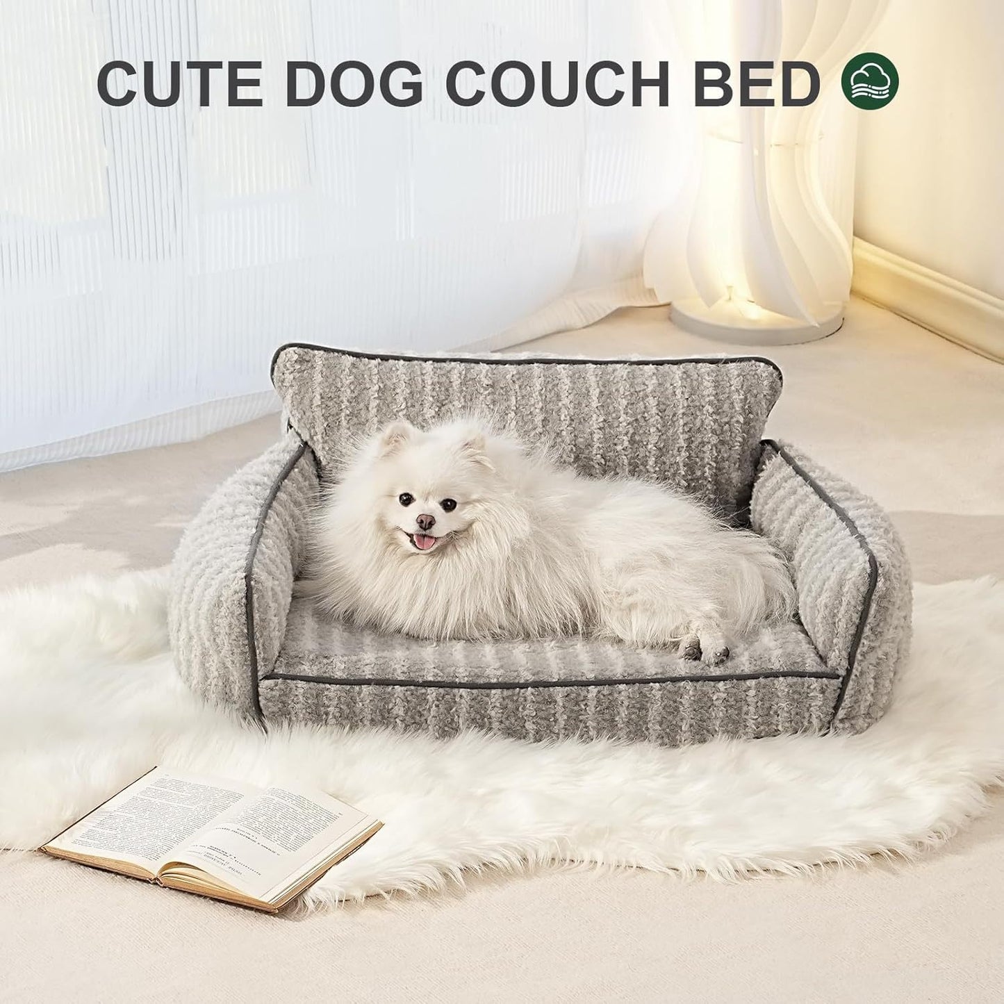 MEWOOFUN Orthopedic Pet Sofa – Supportive Bed for Small & Medium Dogs and Cats, Anti-Slip Couch with Removable Cover (Grey, Large)