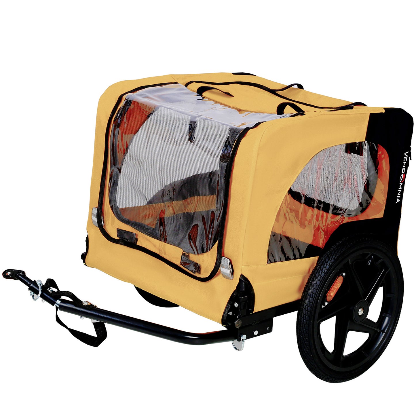 Heavy-Duty Foldable Pet Stroller with Bicycle Tow – Yellow Outdoor Dog Carrier for Travel, Jogging & Biking Adventures