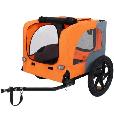 Heavy-Duty Foldable Pet Bike Trailer – Outdoor Dog Cargo Carrier Cart with 16-Inch All-Terrain Wheels & Universal Bicycle Hitch