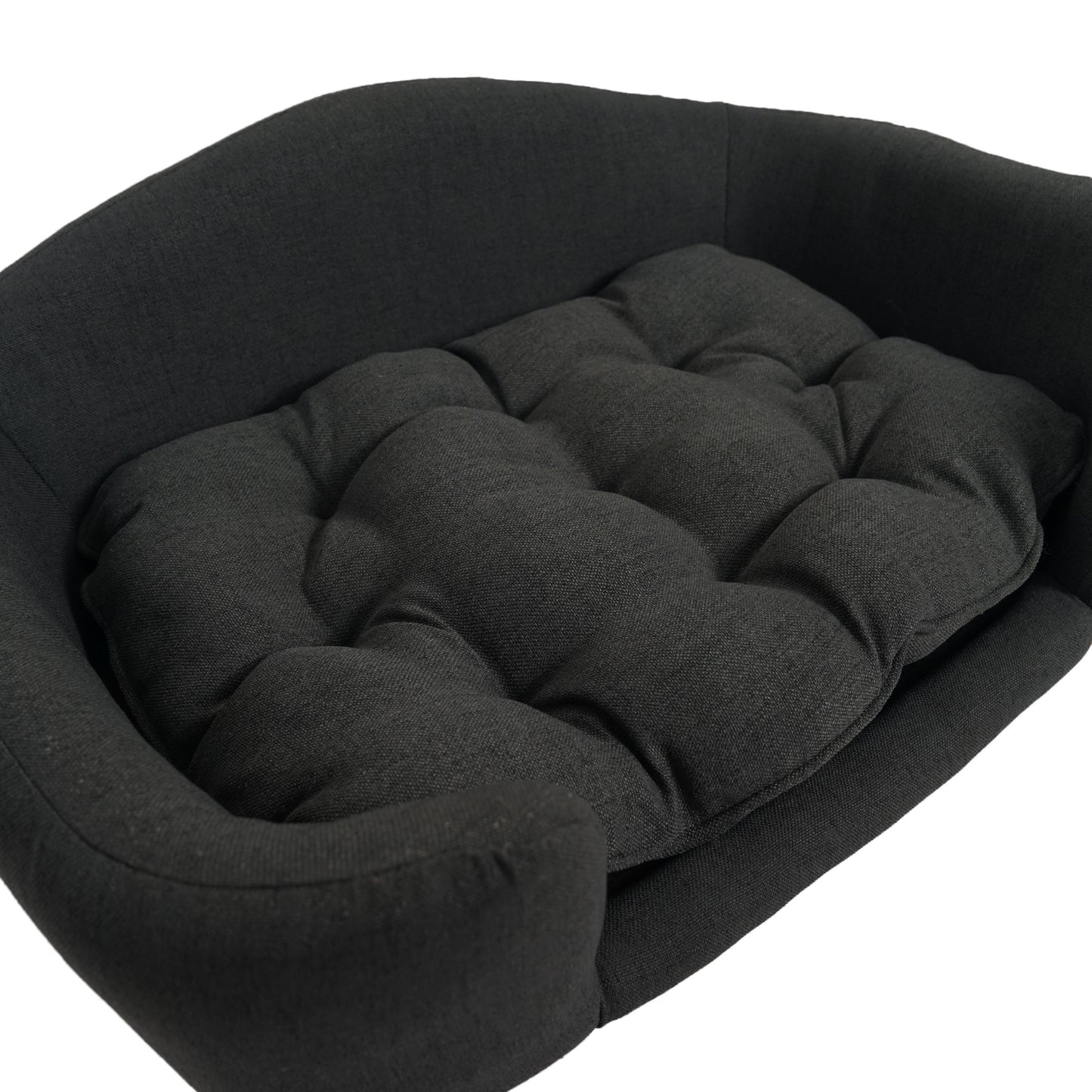 Mid-Century Modern Dog Bed – Tufted Cushion Pet Sofa with Birch Wood Legs for Small Dogs, Dark Gray (30.25” x 21.75” x 14”)