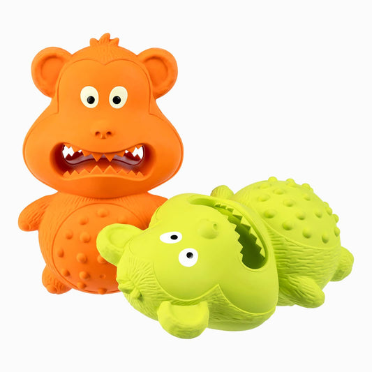 2-Pack Dog Teething Toys – Durable Chew Toys for Puppies & Small Dogs, Green & Orange Dental Cleaners for Interactive Play