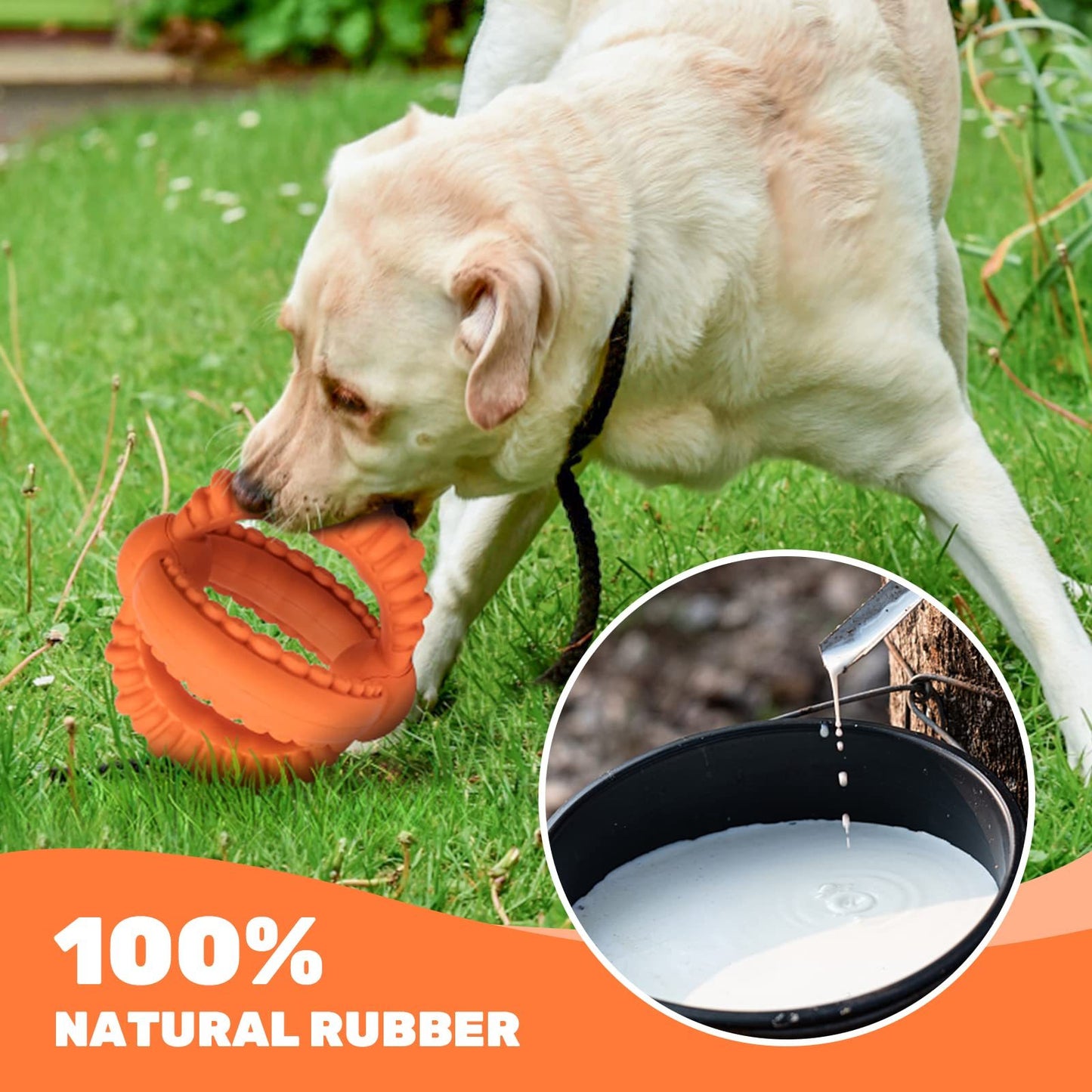 Durable Rubber Dog Chew Toy – Hydrangea-Shape Tug Toy for Aggressive Chewers, Interactive & Teeth-Cleaning Design in Orange