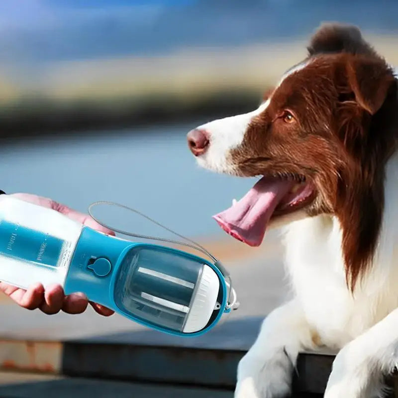 3-in-1 Portable Dog Water Bottle – Pet Travel Cup with Food Container & Waste Bag Dispenser for Small Dogs & Outdoor Walks
