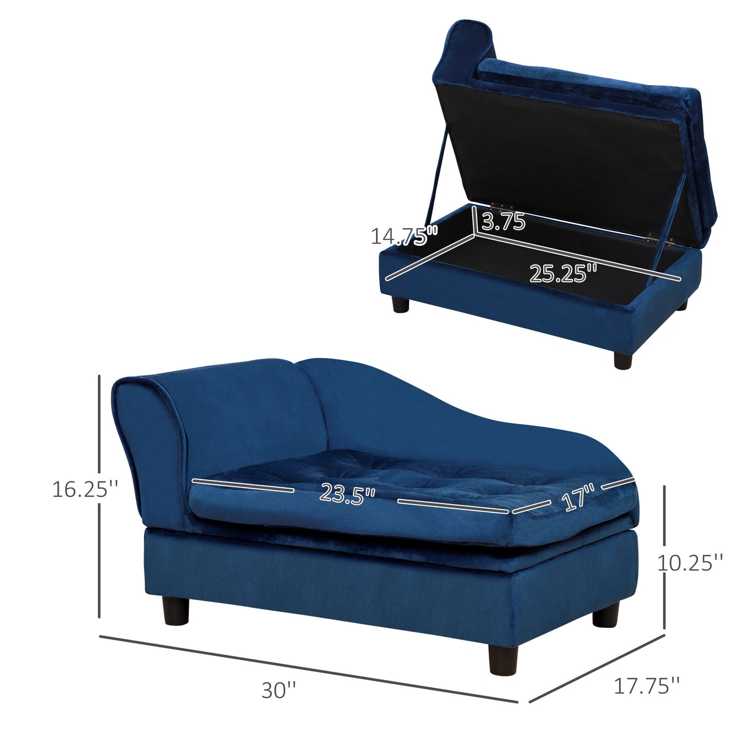 Luxury Small Dog Bed with Hidden Storage – Stylish Pet Sofa with Built-In Compartment for Toys, Treats & Accessories