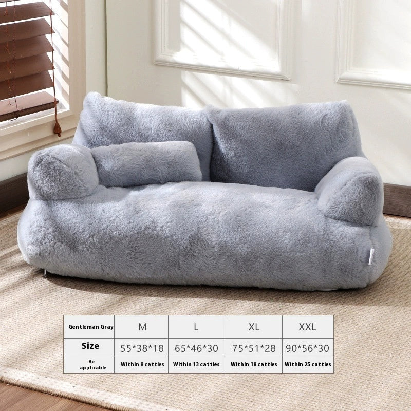 Flannel Cat And Dog Sofa Bed – Warm, Soft Lounger for Large Cats or Small Dogs, Universal Fit for Couches & Chairs