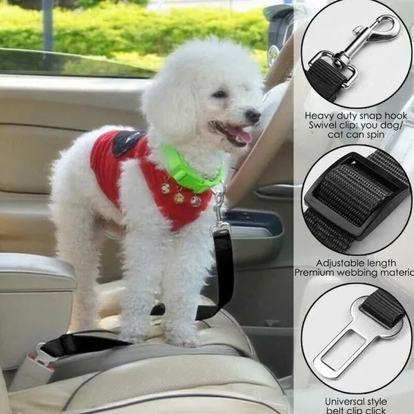 2-Pack Pet Car Seat Belts – Adjustable Safety Harness Leads for Dogs & Cats, Universal Vehicle Clip for Travel Protection