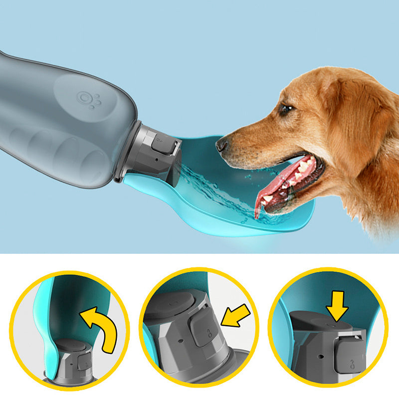 800ml Portable Dog Water Bottle – Leakproof Pet Travel Dispenser with Foldable Drinking Bowl for Outdoor Walks & Large Breeds