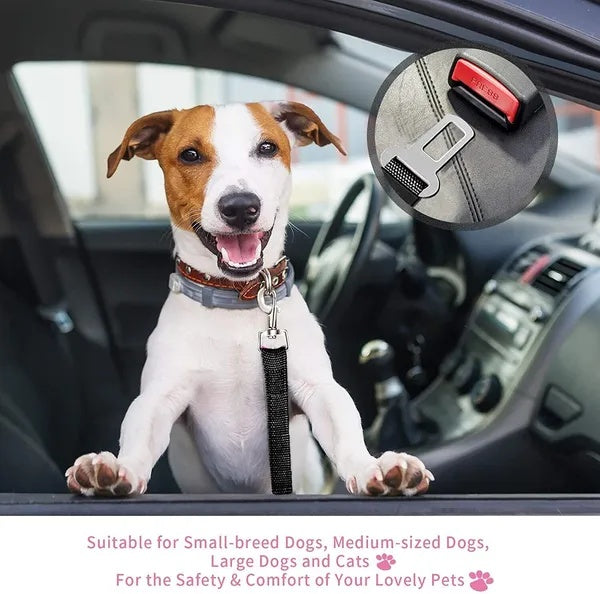 2-Pack Pet Car Seat Belts – Adjustable Safety Harness Leads for Dogs & Cats, Universal Vehicle Clip for Travel Protection