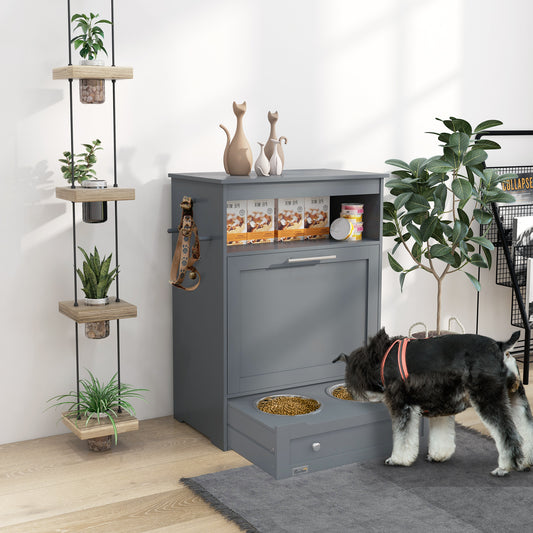 Dog Food Storage Container & Feeder Station – Pet Feeding Cabinet with Built-In Lockers for Organized Food & Water Storage