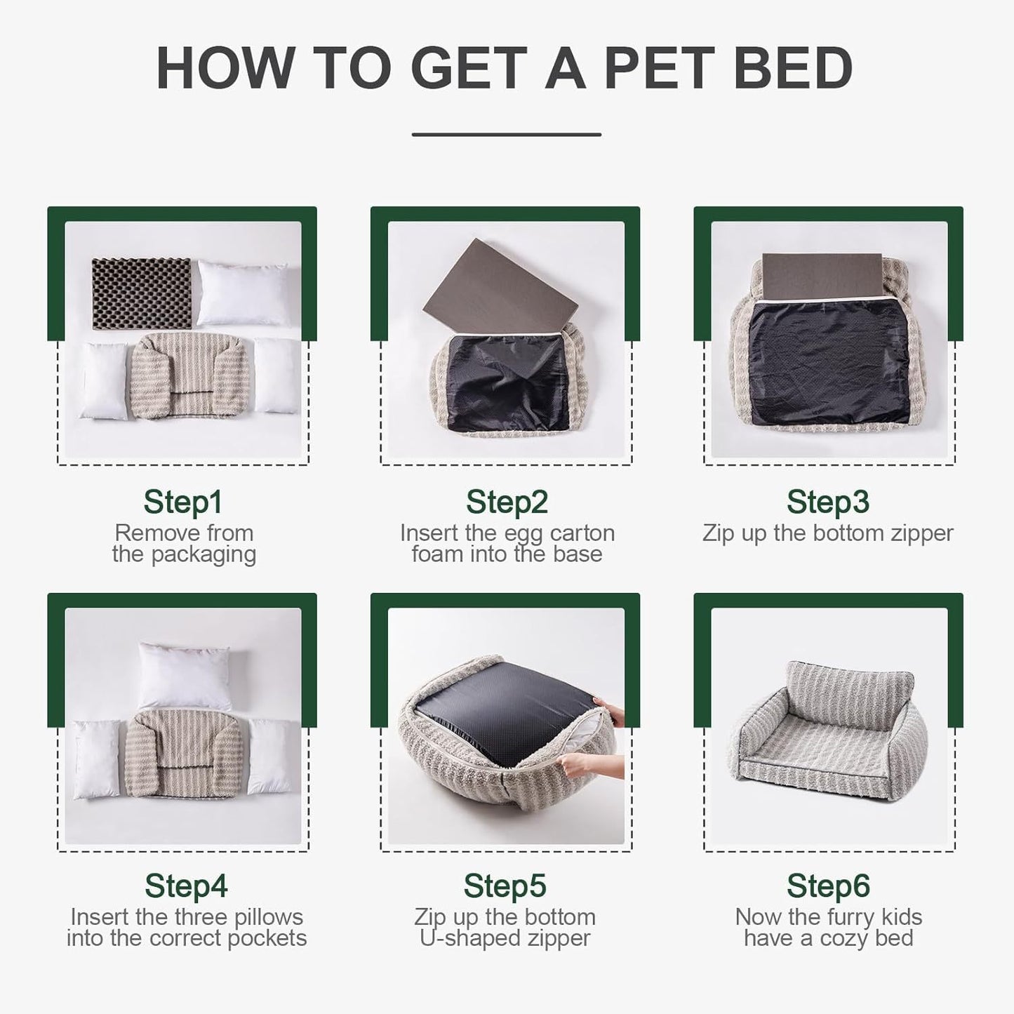 MEWOOFUN Orthopedic Pet Sofa – Supportive Bed for Small & Medium Dogs and Cats, Anti-Slip Couch with Removable Cover (Grey, Large)
