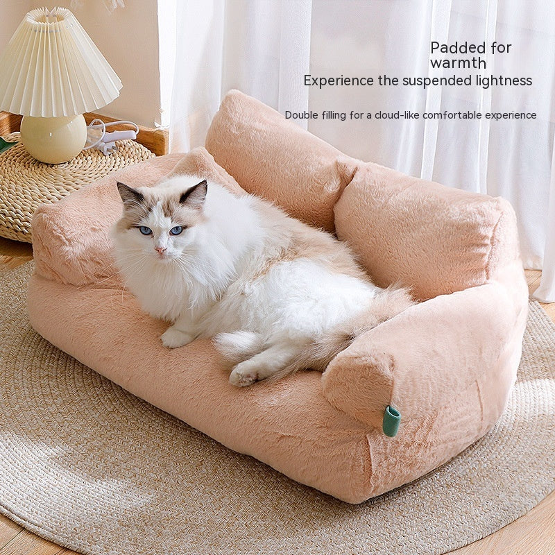 Flannel Cat And Dog Sofa Bed – Warm, Soft Lounger for Large Cats or Small Dogs, Universal Fit for Couches & Chairs