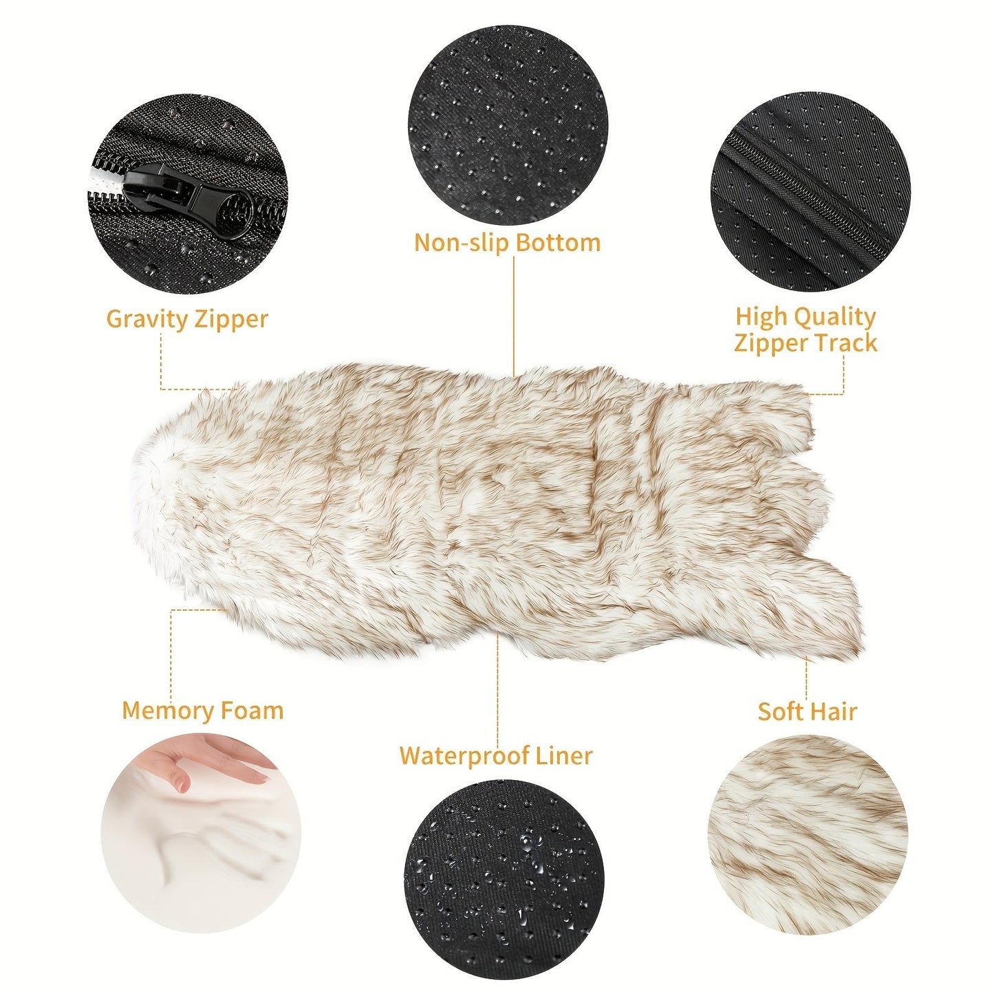 Luxury Faux Fur Orthopedic Dog Bed – 5” Thick Memory Foam with Removable Soft Cover & Waterproof Liner for Large Dogs