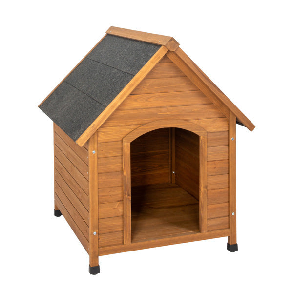 Weatherproof Dog House with Black Asphalt Roof – Outdoor Pet Shelter for Small to Medium Dogs, Durable Wooden Design